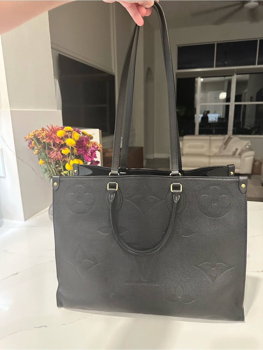 Louis Vuitton Black Embossed Monogram On the go GM